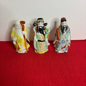 Vintage Buddhas/Gods Fu,Lu,Shou very Colorful.
